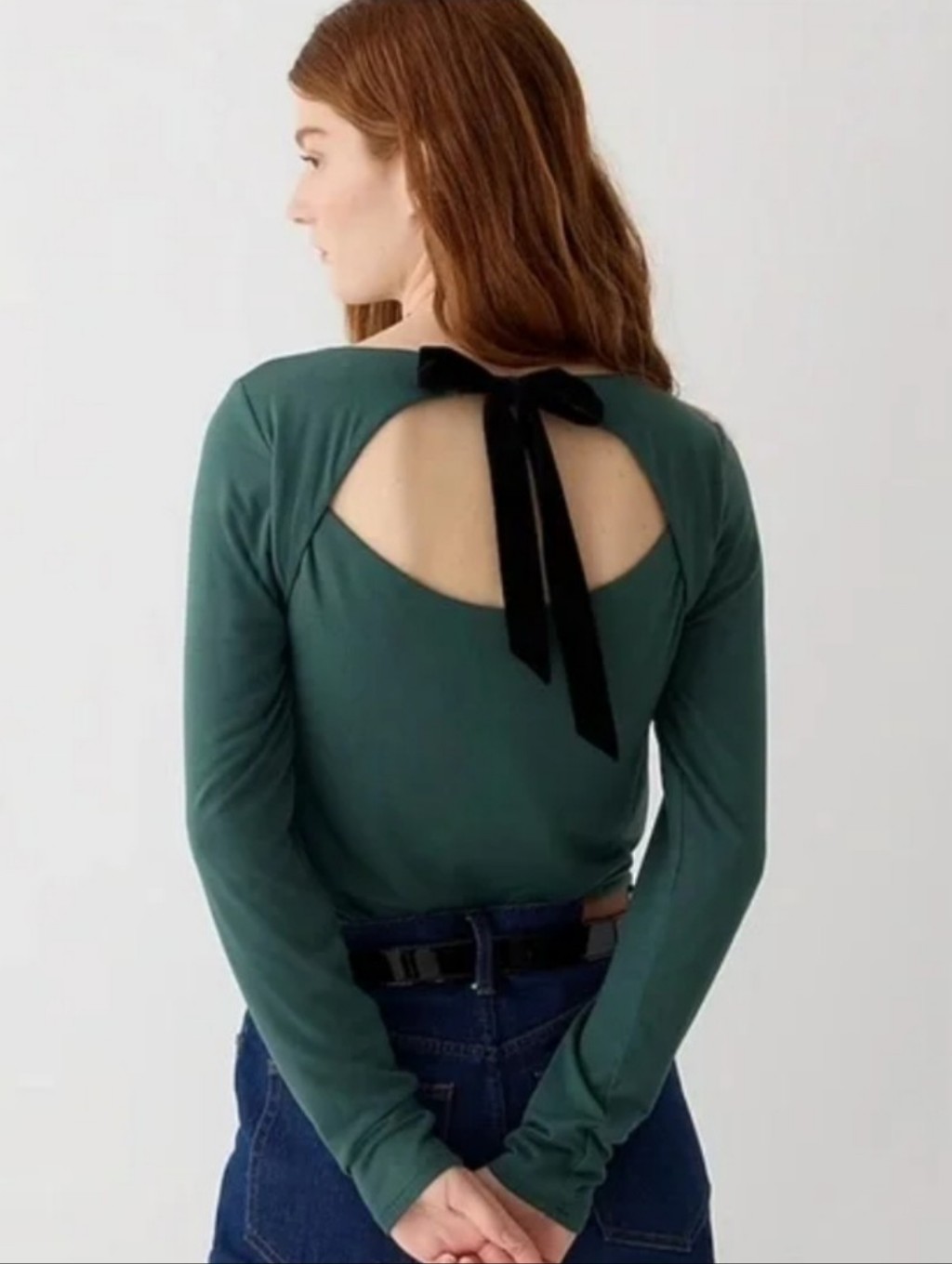 J. Crew Open Back Shirt With Velvet Bow